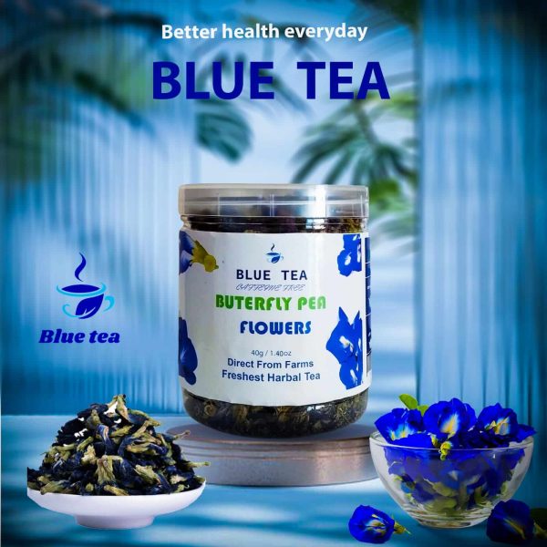 Blue Tea-Grade A Butterfly Pea Flower Tea, 100% Natural organic Tea 40Gm. (150 Cup Tea)